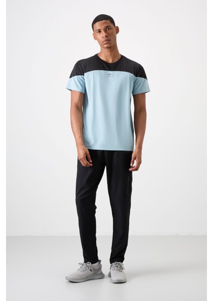 Açık Mavi Polyester Nefes Alan Dokulu İnce Esnek Standart Fit Erkek Performans T-Shirt - 88386 fiyatları