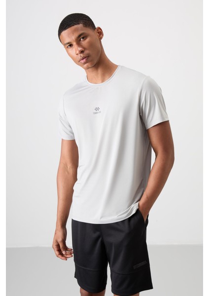 Taş Polyester Nefes Alan Dokulu İnce Esnek Standart Fit Erkek Performans T-Shirt - 88387