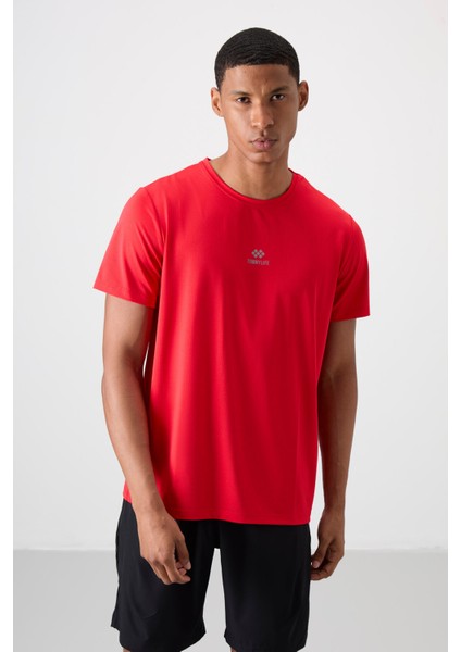 Tommy Life Kırmızı Polyester Nefes Alan Dokulu Ince Esnek Standart Fit Erkek Performans T-Shirt - 88387