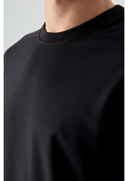 Siyah Pamuk Yumuşak Dokulu Standart Fit Basic Erkek Sweatshirt - 88363 modelleri