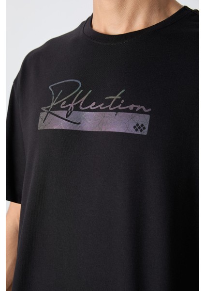 Siyah Pamuklu Kalın Yumuşak Dokulu Oversize Fit Baskılı Erkek T-Shirt - 88334 modelleri