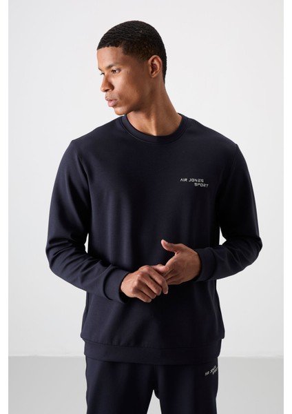 Lacivert Pamuklu Kalın Yumuşak Dokulu Comfort Fit Nakışlı Erkek Eşofman Takım - 85254 fiyatları