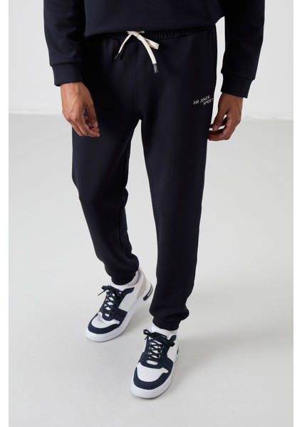 Lacivert Pamuklu Kalın Yumuşak Dokulu Comfort Fit Nakışlı Erkek Eşofman Takım - 85254 modelleri