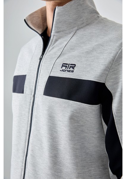 Gri Yüzeyi Dokulu Standart Fit Nakışlı Erkek Eşofman Takım - 85248 modelleri