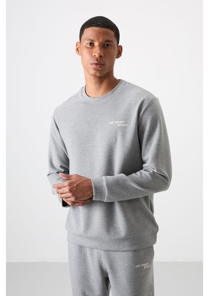 Gri Melanj Pamuklu Kalın Yumuşak Dokulu Comfort Fit Nakışlı Erkek Eşofman Takım - 85254 fiyatları