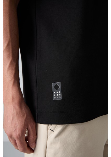 Siyah Pamuklu Kalın Yumuşak Dokulu Oversize Fit Baskılı Erkek T-Shirt - 88325 indirimleri