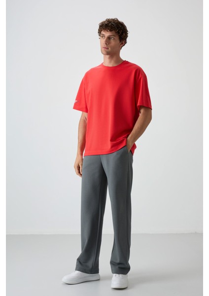 Fiesta Pamuklu Kalın Yüzeyi Dokulu Oversize Fit Baskılı Erkek T-Shirt - 88369 modelleri