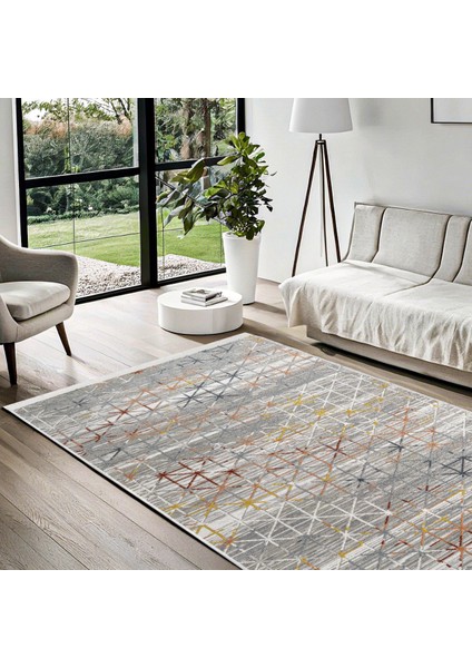 Gri Geometrik Etnik Modern Desenli Pamuk Makinada Yıkanabilir Hav Toz Vermez Leke Tutmayan Kaymaz Taban Dijital Makine Baskı Salon Yolluk Mutfak Halı fiyatları