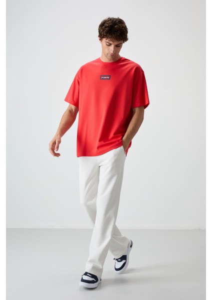 Fiesta Pamuklu Kalın Yüzeyi Dokulu Oversize Fit Baskılı Erkek T-Shirt - 88367 fiyatları