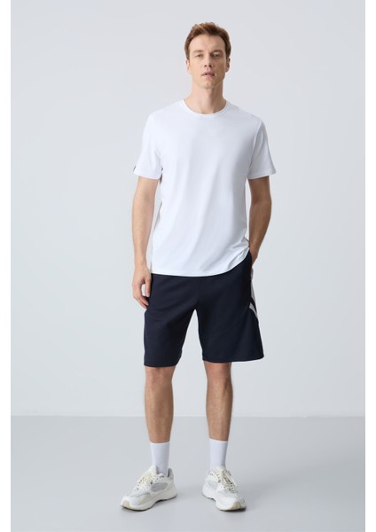 Lacivert Pamuklu Kalın Yumuşak Dokulu Standart Fit Basic Erkek Şort - 81281