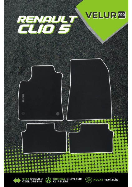 Velurpro Clio 5 2019 Sonrası Araca Özel Halı Paspas Araba Halısı Oto Paspas fırsatları