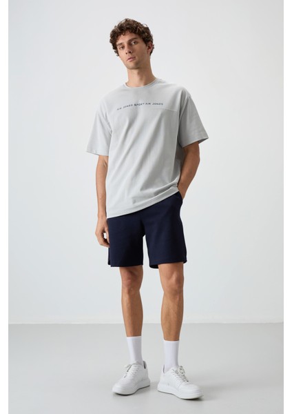 Taş Pamuklu Kalın Yüzeyi Dokulu Oversize Fit Baskılı Erkek T-Shirt - 88371 fiyatları