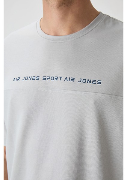 Taş Pamuklu Kalın Yüzeyi Dokulu Oversize Fit Baskılı Erkek T-Shirt - 88371 modelleri