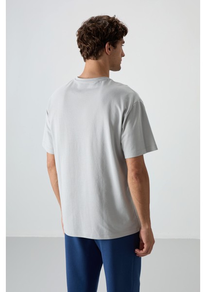 Taş Pamuklu Kalın Yüzeyi Dokulu Oversize Fit Baskılı Erkek T-Shirt - 88372 indirimleri