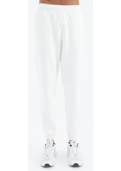 Ekru Bağcıklı Şerit Detaylı Rahat Kalıp Erkek Eşofman Alt - 82106