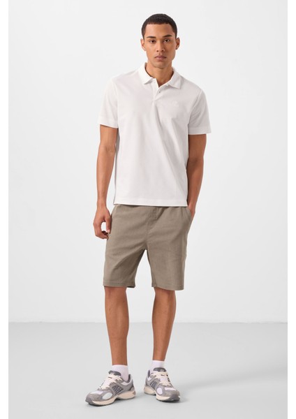 Ekru Basic Logolu Standart Kalıp Triko Polo Yaka Erkek T-Shirt - 87748 fiyatları