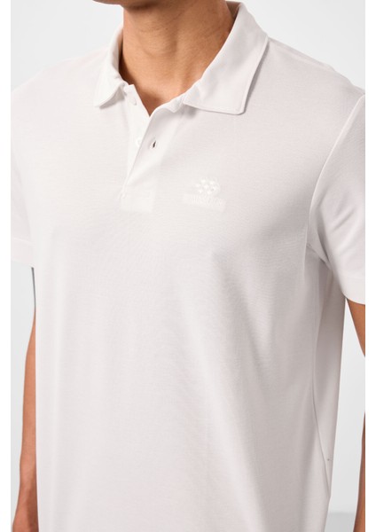Ekru Basic Logolu Standart Kalıp Triko Polo Yaka Erkek T-Shirt - 87748 modelleri