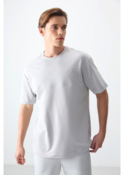 Taş Pamuklu Kalın Yumuşak Dokulu Oversize Fit Basic Erkek T-Shirt - 88378