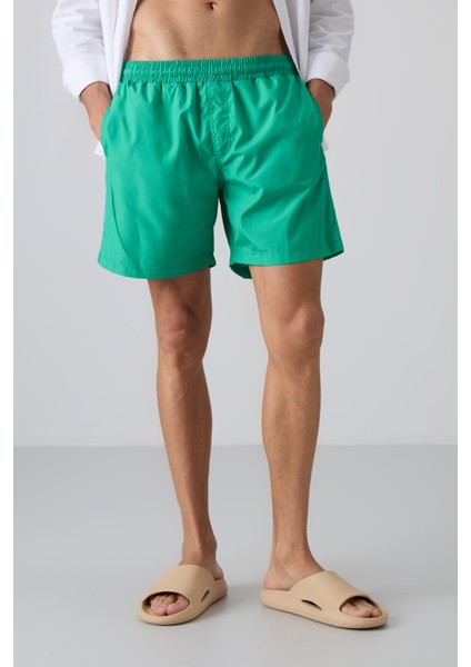 Yeşil Hızlı Kuruyan Standart Fit Erkek Deniz Şortu - 81237