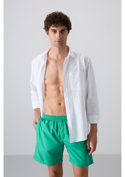 Yeşil Hızlı Kuruyan Standart Fit Erkek Deniz Şortu - 81237 modelleri
