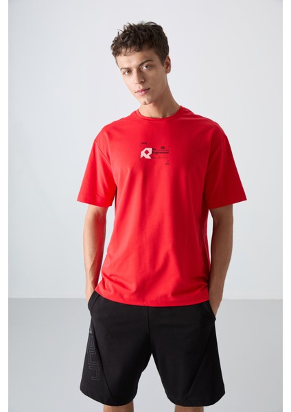 Fiesta Pamuklu Kalın Yumuşak Dokulu Oversize Fit Baskılı Erkek T-Shirt - 88350