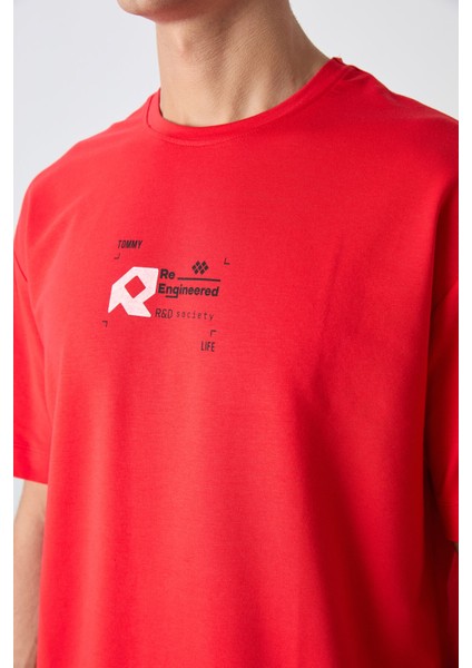 Fiesta Pamuklu Kalın Yumuşak Dokulu Oversize Fit Baskılı Erkek T-Shirt - 88350 modelleri