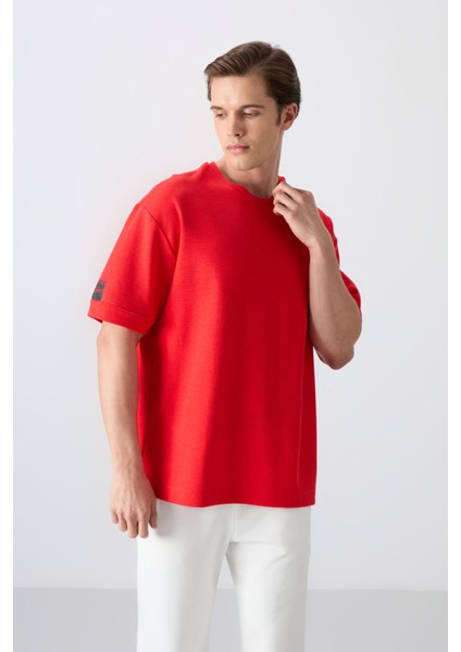 Fiesta Pamuklu Kalın Yüzeyi Dokulu Oversize Fit Basic Erkek T-Shirt - 88339