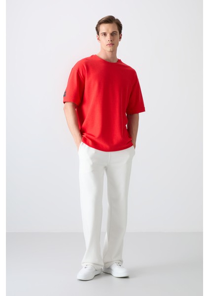 Fiesta Pamuklu Kalın Yüzeyi Dokulu Oversize Fit Basic Erkek T-Shirt - 88339 fiyatları