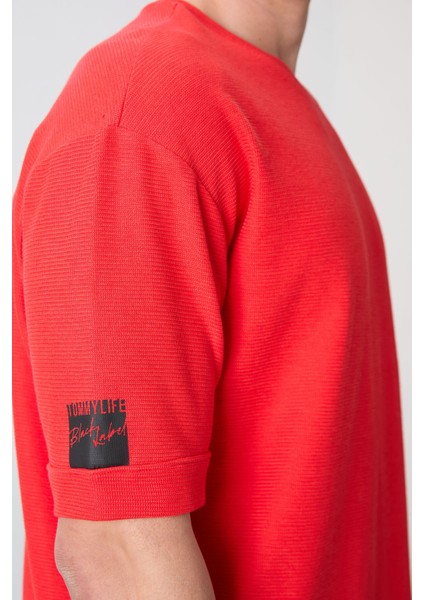 Fiesta Pamuklu Kalın Yüzeyi Dokulu Oversize Fit Basic Erkek T-Shirt - 88339 modelleri