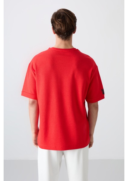 Fiesta Pamuklu Kalın Yüzeyi Dokulu Oversize Fit Basic Erkek T-Shirt - 88339 indirimleri