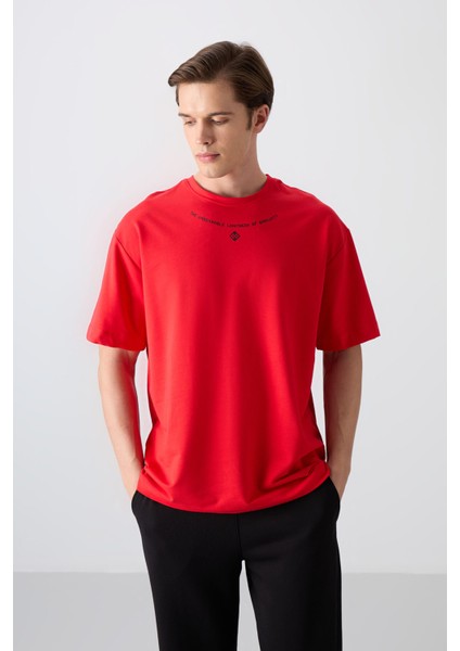 Fiesta Pamuklu Kalın Yumuşak Dokulu Oversize Fit Baskılı Erkek T-Shirt - 88343