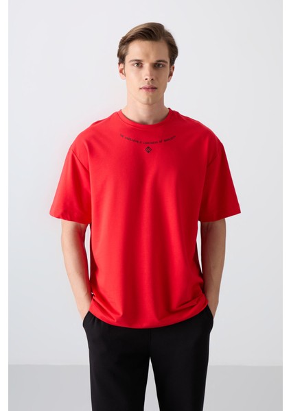 Fiesta Pamuklu Kalın Yumuşak Dokulu Oversize Fit Baskılı Erkek T-Shirt - 88343 fırsatları
