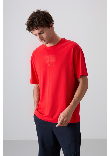 Fiesta Pamuklu Kalın Yumuşak Dokulu Oversize Fit Baskılı Erkek T-Shirt - 88333