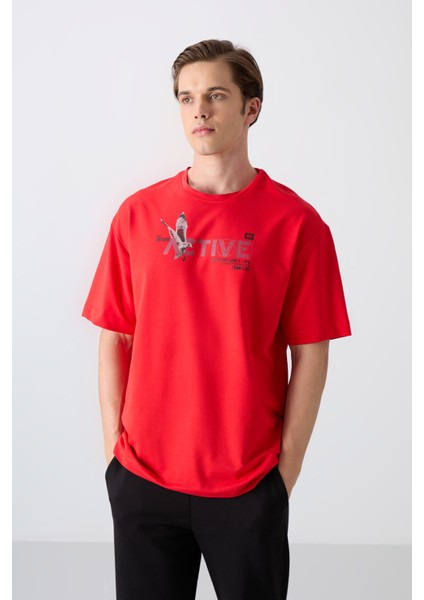 Fiesta Pamuklu Kalın Yumuşak Dokulu Oversize Fit Baskılı Erkek T-Shirt - 88344 fırsatları