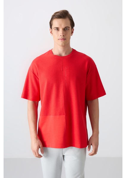 Fiesta Pamuklu Kalın Yüzeyi Dokulu Oversize Fit Basic Erkek T-Shirt - 88337 fırsatları