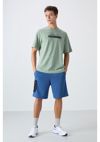 Açık Yeşil Pamuklu Kalın Yumuşak Dokulu Oversize Fit Baskılı Erkek T-Shirt - 88334 fiyatları