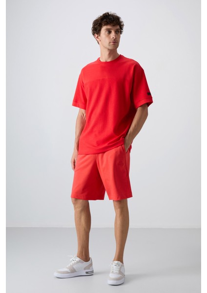 Fiesta Pamuklu Kalın Yüzeyi Dokulu Oversize Fit Basic Erkek T-Shirt - 88340 fırsatları