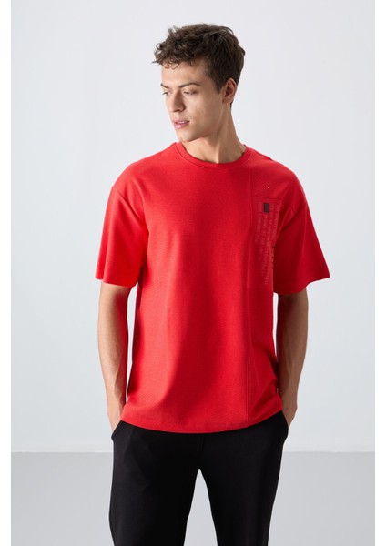 Fiesta Pamuklu Kalın Yüzeyi Dokulu Oversize Fit Baskılı Erkek T-Shirt - 88338