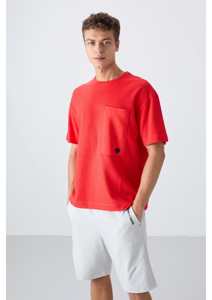Fiesta Pamuklu Kalın Yüzeyi Dokulu Oversize Fit Basic Erkek T-Shirt - 88341