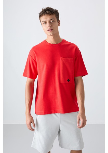 Fiesta Pamuklu Kalın Yüzeyi Dokulu Oversize Fit Basic Erkek T-Shirt - 88341 fırsatları