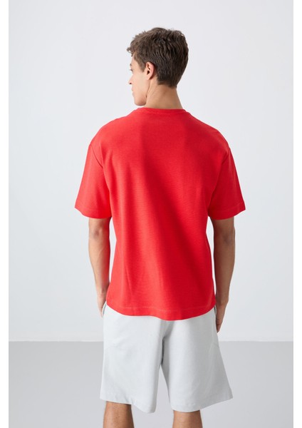 Fiesta Pamuklu Kalın Yüzeyi Dokulu Oversize Fit Basic Erkek T-Shirt - 88341 indirimleri