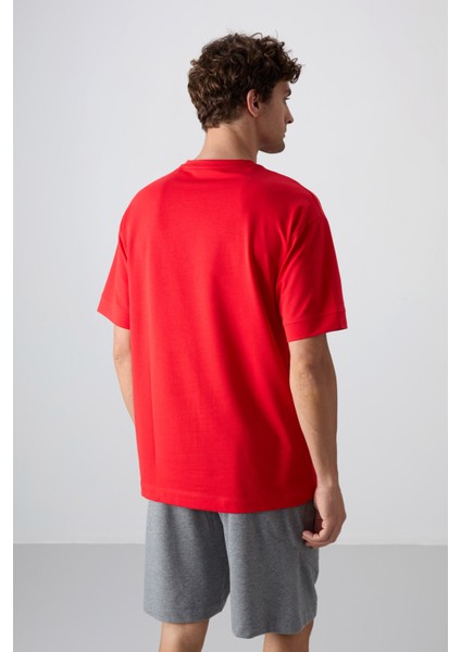 Fiesta Pamuklu Kalın Yumuşak Dokulu Oversize Fit Baskılı Erkek T-Shirt - 88342 indirimleri