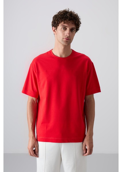 Fiesta Pamuklu Kalın Yumuşak Dokulu Oversize Fit Basic Erkek T-Shirt - 88349