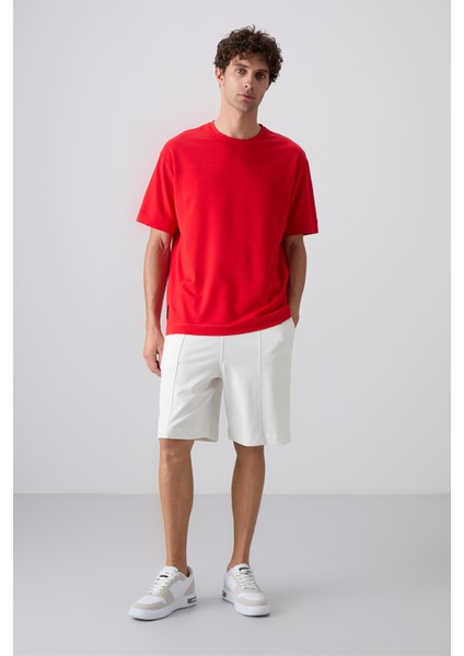 Fiesta Pamuklu Kalın Yumuşak Dokulu Oversize Fit Basic Erkek T-Shirt - 88349 modelleri