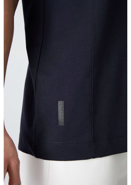 Lacivert Pamuklu Kalın Yumuşak Dokulu Oversize Fit Basic Erkek T-Shirt - 88349 fırsatları