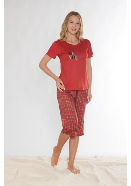 Kısa Kollu Kapri Takım Yazlık Viskon Kumaş Rahat ve Hafif Viskon Dowry 07-11