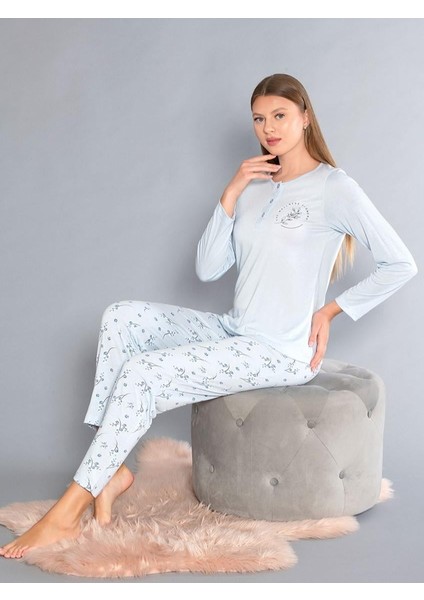 Uzun Kollu Patlı Pijama Takımı - Yazlık Çiçek Desenli Yumuşak Milan Kumaş - Poppy 59-02 (M, L, Xl, Xxl) fiyatları