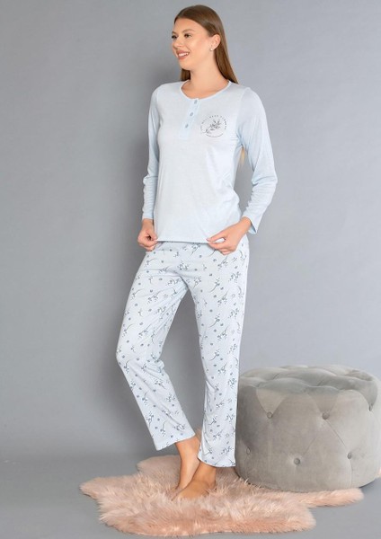 Uzun Kollu Patlı Pijama Takımı - Yazlık Çiçek Desenli Yumuşak Milan Kumaş - Poppy 59-02 (M, L, Xl, Xxl) fırsatları