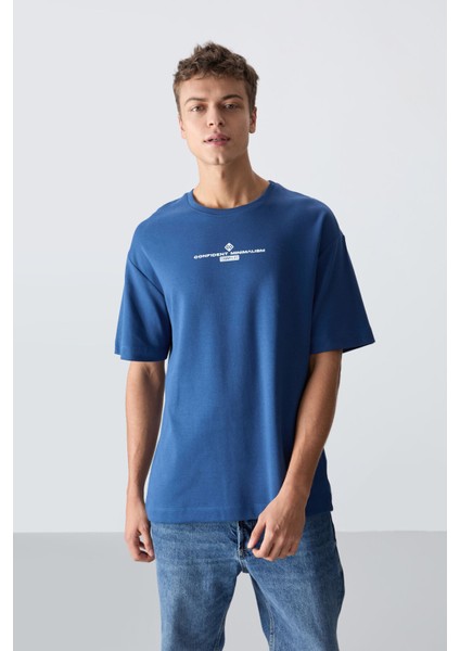 Parlament Pamuklu Kalın Yumuşak Dokulu Oversize Fit Baskılı Erkek T-Shirt - 88321 fırsatları