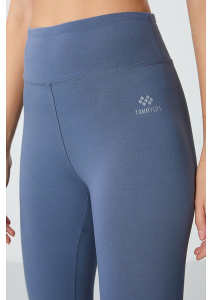 Petrol Yüksek Bel Slim Fit Dar Paça Kadın Kapri Tayt - 93097 modelleri